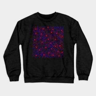 Connecting the Dots Abstract in Red and Blue Crewneck Sweatshirt